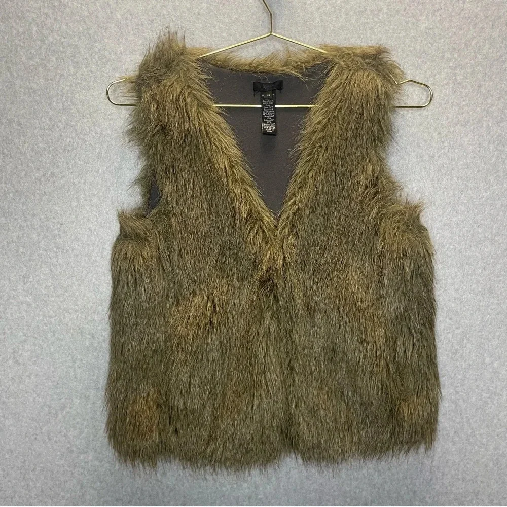 J Crew Silk and Vegan Faux Boho Hippie Fur Vest